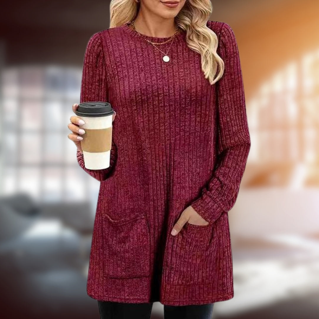 Women Cozy Ribbed Tunic Sweater | Joselin
