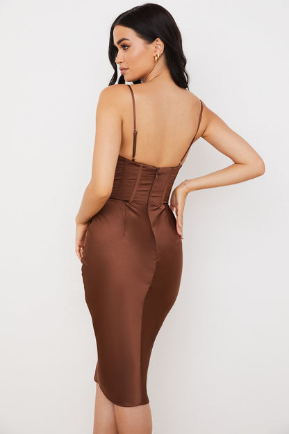 Satin Corset Midi Dress | Cicely