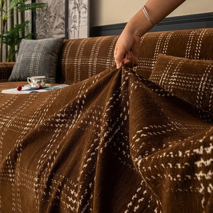 Sofa Cover Plaid Chenille Anti-Slip | Chesterfield 5