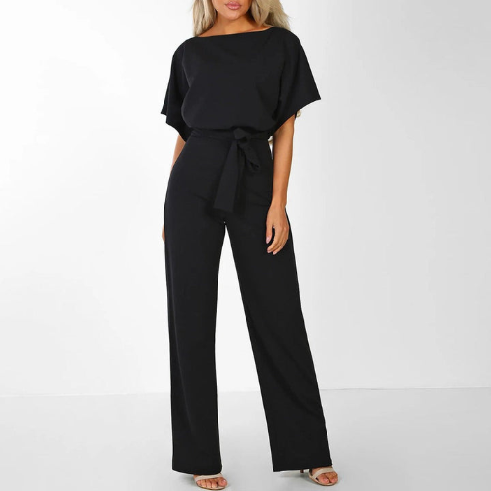 Wide-Leg Belted Jumpsuit with Batwing Sleeves | Marilyn