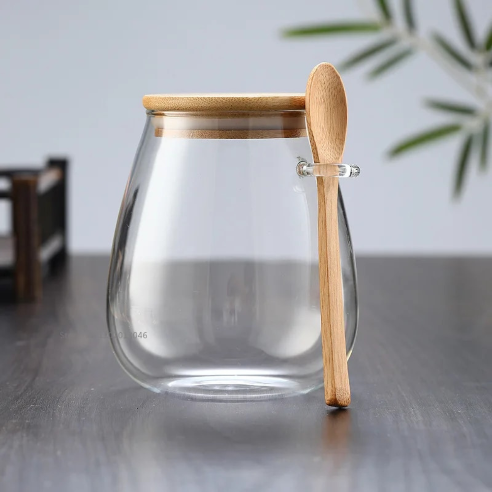 Glass Storage Jar with Bamboo Lid | Kitchen Canister for Spices and Snacks 3
