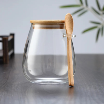 Glass Storage Jar with Bamboo Lid | Kitchen Canister for Spices and Snacks 3