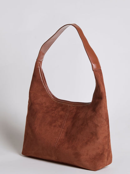 Suede Tote Bag with Pouch | Alberta