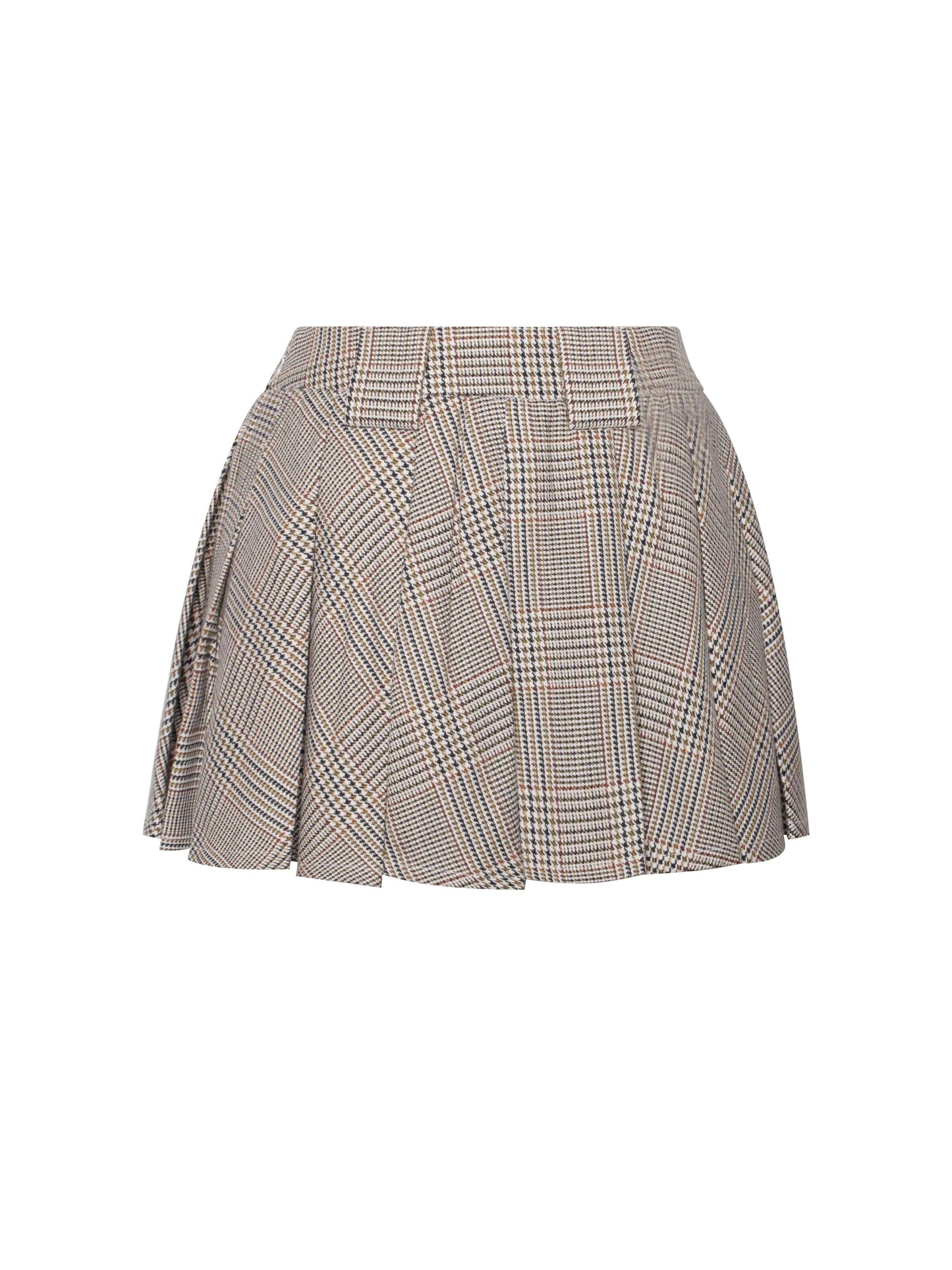 Women Skort Brown Plaid Crepe | Oaklyn-5
