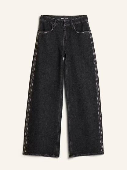 Women Wide Leg Baggy Jeans Blue Recycled Cotton | Abbie-5