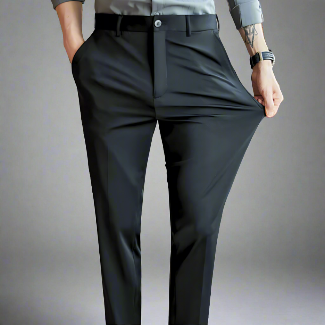 Variant image for Men Slim Fit Pants Black Elastic | Classic-10