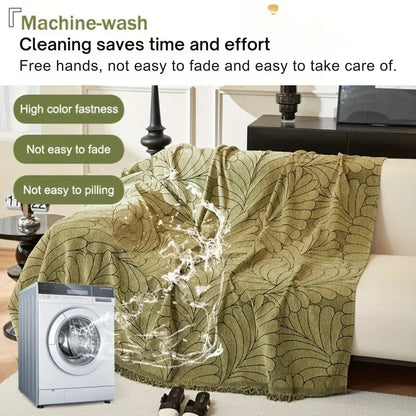 Sofa Cover Reversible Olive Green Charcoal Grey Cotton Blend | Elegant Touch 6
