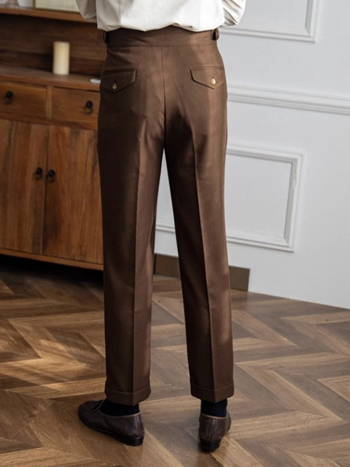 Men's Trousers Black Polyester | Classic Italian Style-6