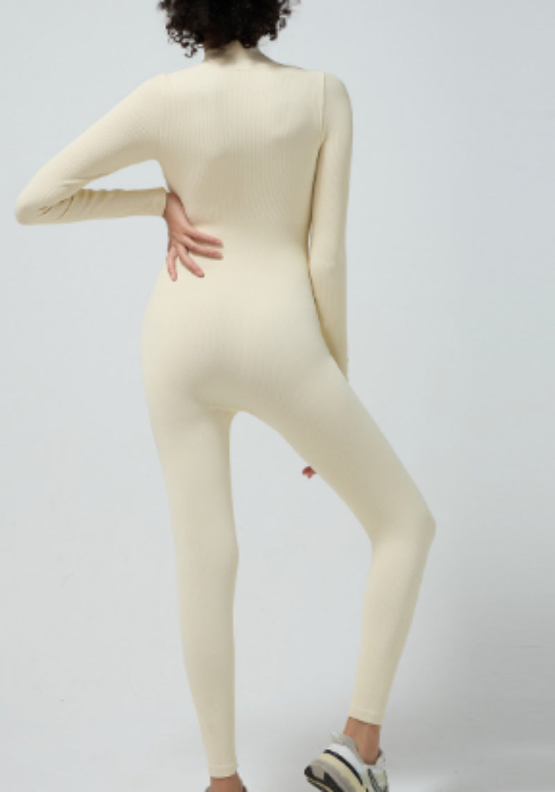 Women Jumpsuit Milk White Nylon | Elegant-4