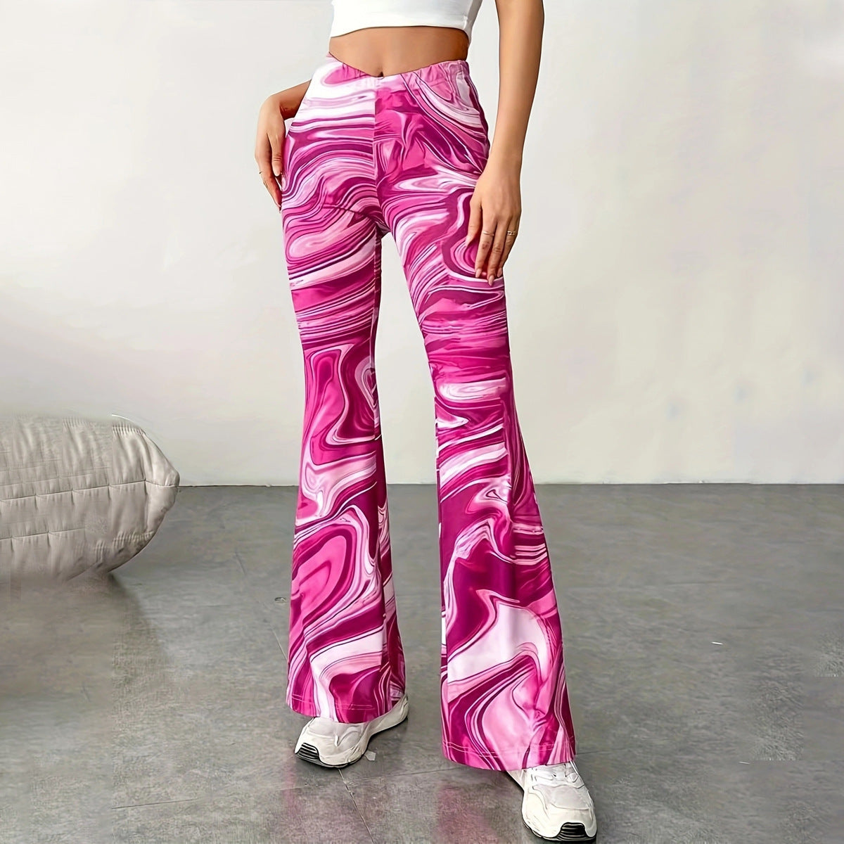 Women Bootcut Pants Hot Pink Polyester | Unique Style-6