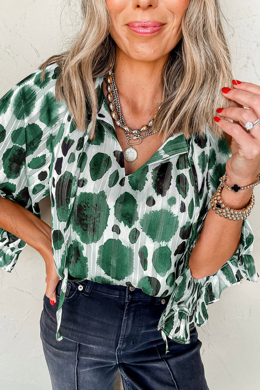 Women Abstract Pleated Blouse | Iriliane