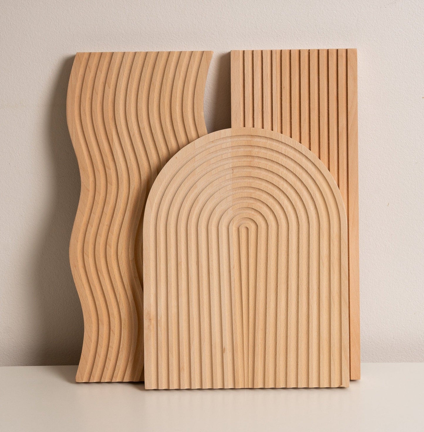 Natural Beech Wood Serving Board – Wave, Arch &amp; Rectangle Options