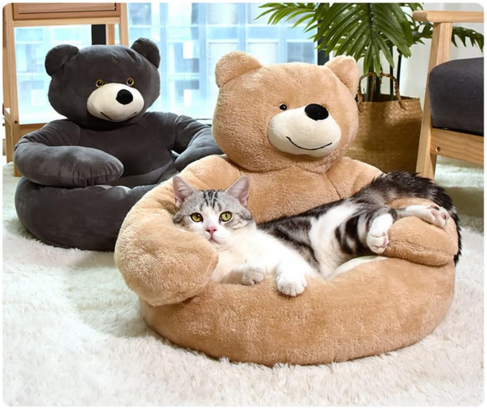 Small Pet Bed Gray Plush Cotton | CozyNest-5