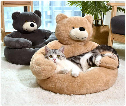 Small Pet Bed Gray Plush Cotton | CozyNest-5