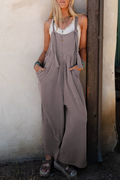 Variant image for Women Wide Leg Overall Black Polyester | Elegant Charm-5