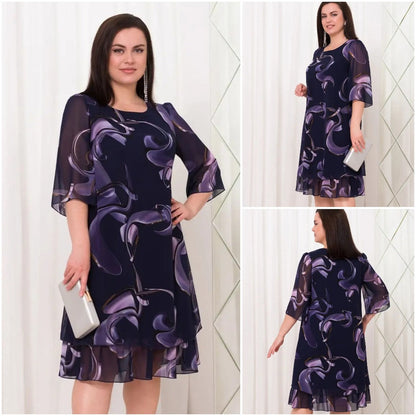 Woman Elegant Chiffon Overlay A-Line Dress | Lumen