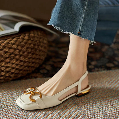 Variant image for Women Slingback Flat Shoes Beige Leather | Mattea-11