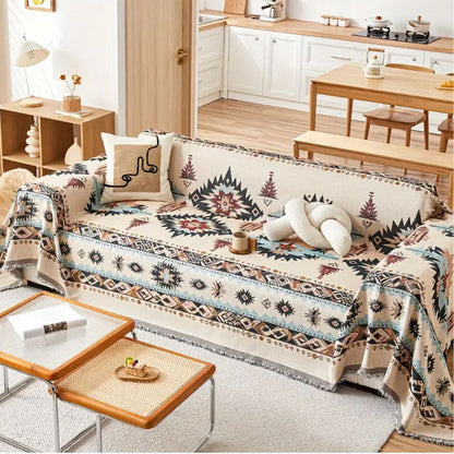 Sofa Cover Beige Chenille | Bohemian Charm 6