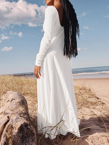 Women Maxi Dress Blue Cotton | June-6