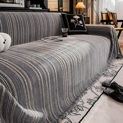 Sofa Cover Striped Chenille Universal Fit | Elegant Home Decor 3