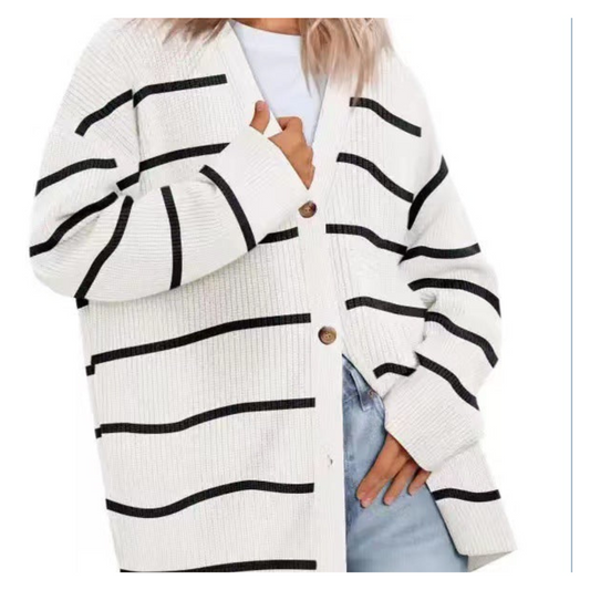 Women Striped Button Cardigan | Erika