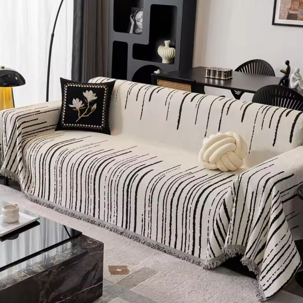 Sofa Cover Beige Chenille | Cascade 5