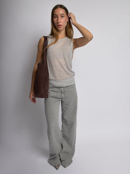 Suede Tote Bag with Pouch | Alberta