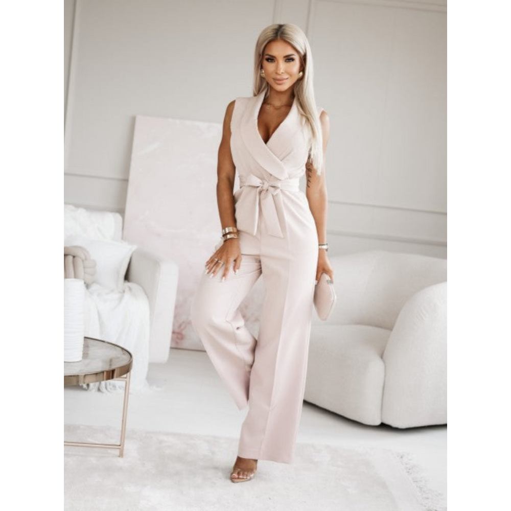 Sleeveless Wrap Jumpsuit with Wide-Leg Pants | Carmela