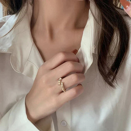 Women Bamboo Ring Opal | Nature's Elegance-3