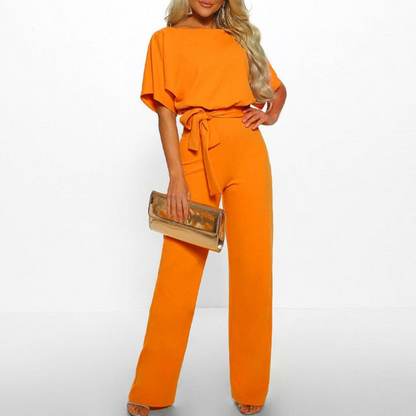 Wide-Leg Belted Jumpsuit with Batwing Sleeves | Marilyn