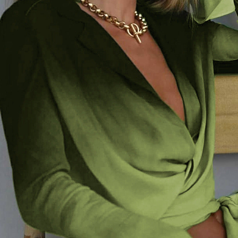 Women Blouse Green Polyester | Elegant Evening Top-4
