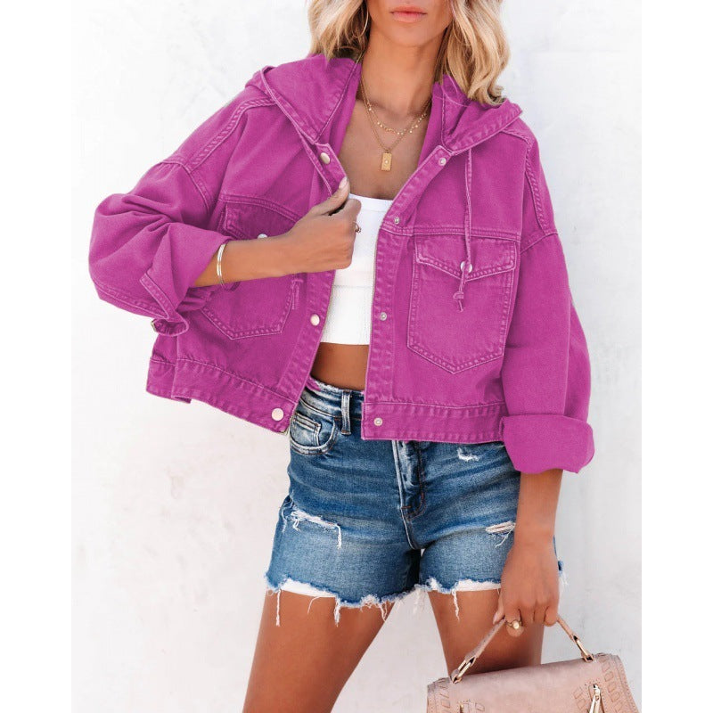 Variant image for Women Hooded Denim Jacket Blue Denim | Classic Style-2