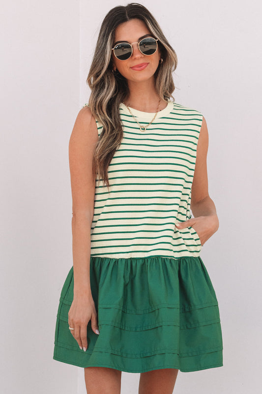 Women Mini Dress Striped Woven | Bella-1