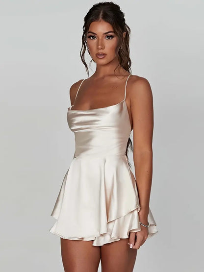 Ralayna | Backless Spaghetti Strap Tiered Dress