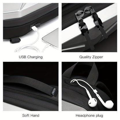 Men Futuristic Hard Shell Sling Bag | Finn