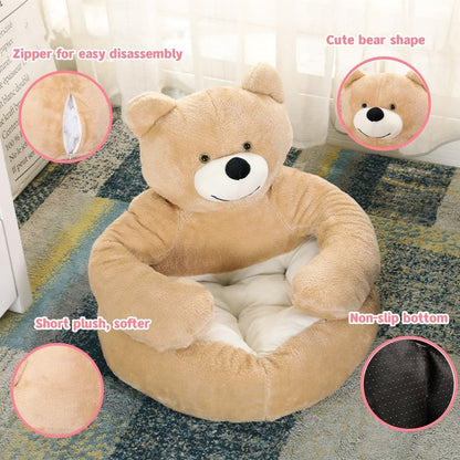 Small Pet Bed Gray Plush Cotton | CozyNest-4