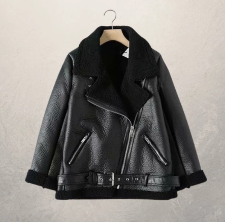 Women Leather Jacket Black Fleece | Classic Style-1