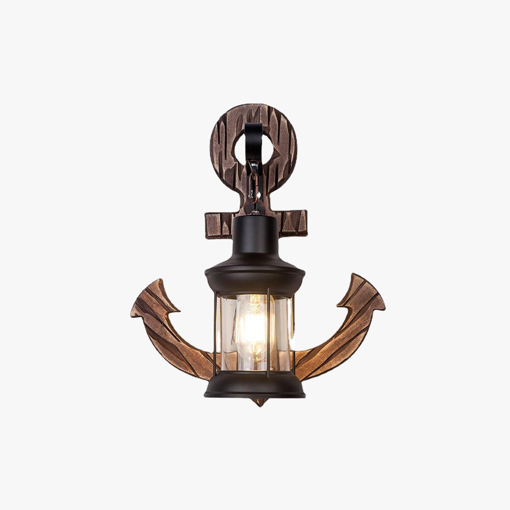 Variant image for Wall Lamp Rustic Wood Anchor Lantern | Coastal Charm-2