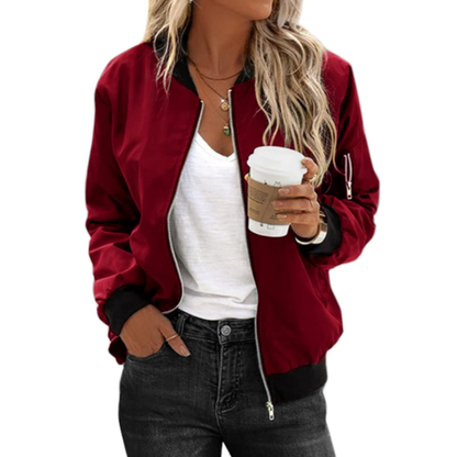Women Classic Black Bomber Jacket | Amy
