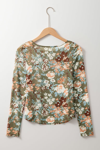 Women Floral Mesh Slim Top | Serelina