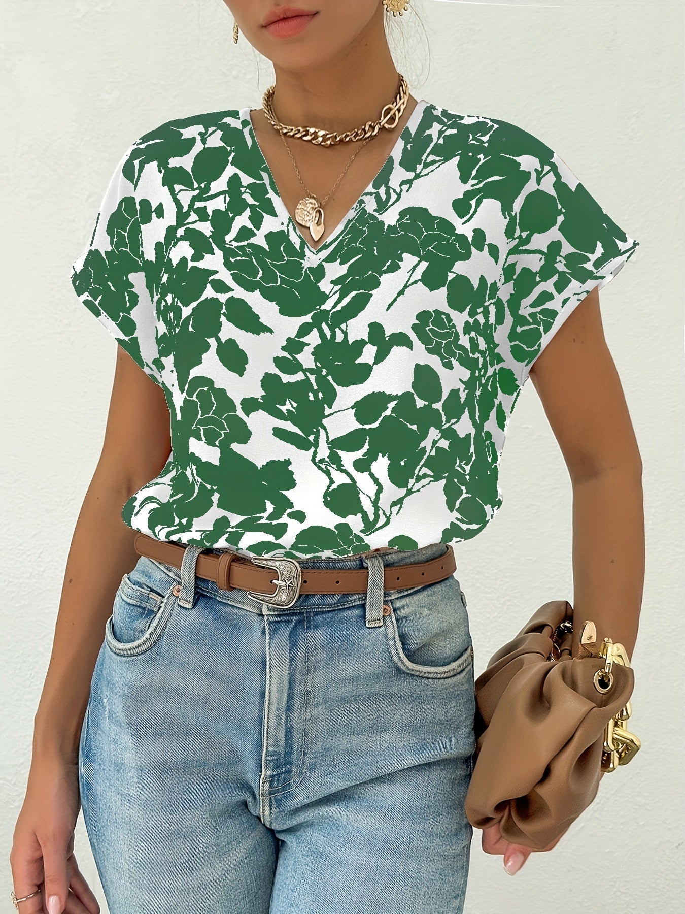 Floral Print V-Neck Blouse | Sina