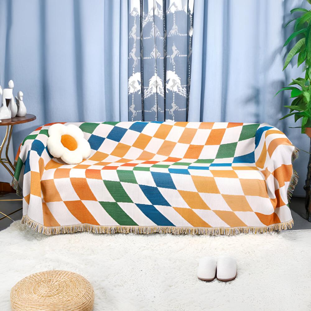 Home Blanket Multicolor Polycotton | Cozy Checkerboard Design 2