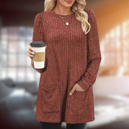 Women Cozy Ribbed Tunic Sweater | Joselin