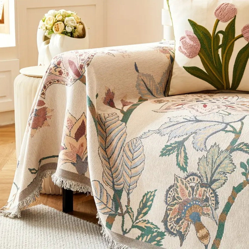 Sofa Cover Floral Reversible Chenille | Amara 5