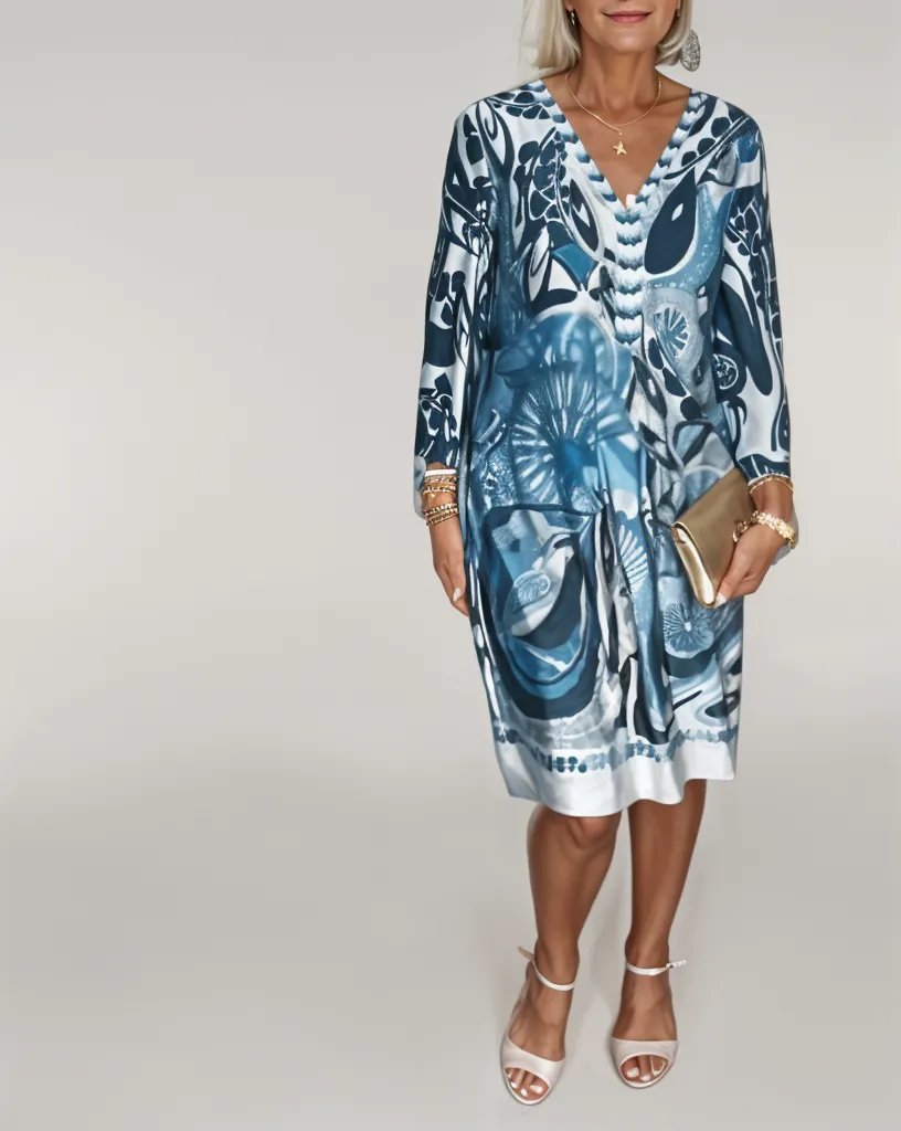 Patterned Knee-Length Dress | Aviva