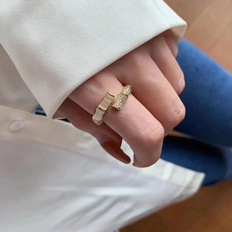 Women Bamboo Ring Opal | Nature's Elegance-4