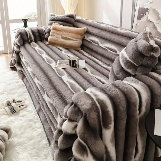 Sofa Cover Grey Velvet Microfibre | Elegant Touch 1