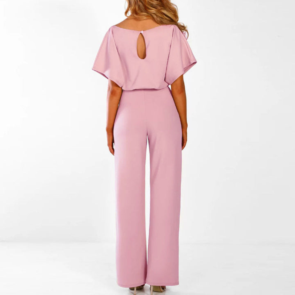 Wide-Leg Belted Jumpsuit with Batwing Sleeves | Marilyn