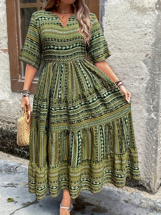Women Boho V-Neck Maxi Dress | Galilea