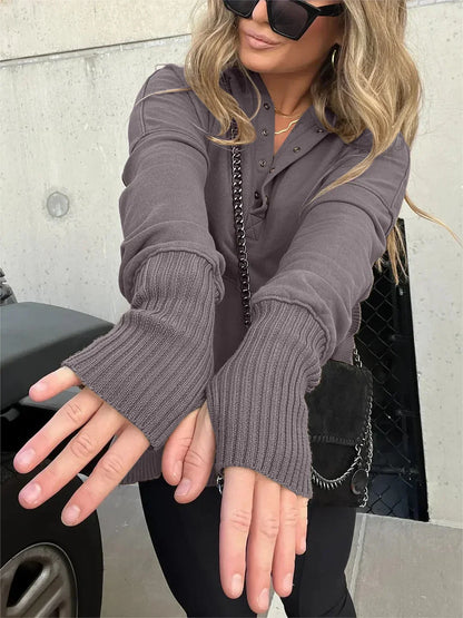 Women Oversized Button Sweatshirt | Emanuelle